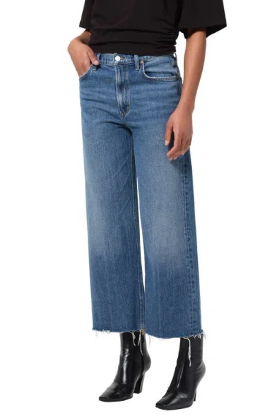 Agolde Ren Raw Hem High Waist Ankle Wide Leg Jeans