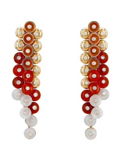 Pre-owned Van Cleef & Arpels Vintage 18k Rose Gold Multi-stone Bouton D'or Earrings