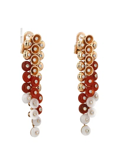 Pre-owned Van Cleef & Arpels Vintage 18k Rose Gold Multi-stone Bouton D'or Earrings