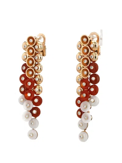 Pre-owned Van Cleef & Arpels Vintage 18k Rose Gold Multi-stone Bouton D'or Earrings