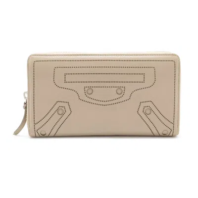 Pre-owned Balenciaga Grayish Leather Long Wallet (bi-fold) ()
