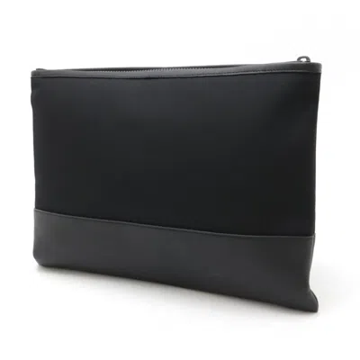 Pre-owned Bottega Veneta Black Intrecciato Nylon Canvas Clutch Bag ()