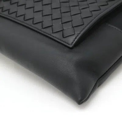 Pre-owned Bottega Veneta Black Intrecciato Nylon Canvas Clutch Bag ()