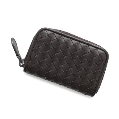 Pre-owned Bottega Veneta Intrecciato Brown Leather Coin Purse/coin Case ()
