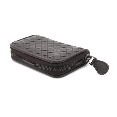 Pre-owned Bottega Veneta Intrecciato Brown Leather Coin Purse/coin Case ()