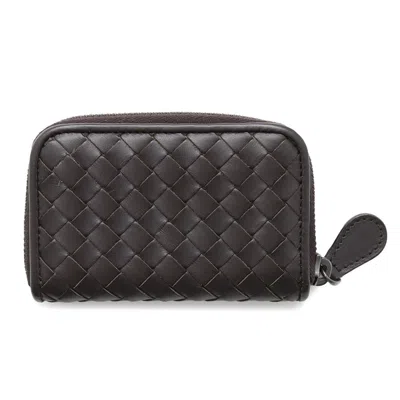 Pre-owned Bottega Veneta Intrecciato Brown Leather Coin Purse/coin Case ()