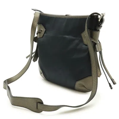 Pre-owned Burberry Black Metallic Brown Nylon Leather Shoulder Bag ()