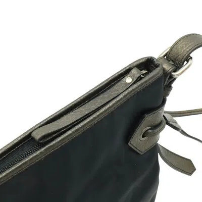 Pre-owned Burberry Black Metallic Brown Nylon Leather Shoulder Bag ()