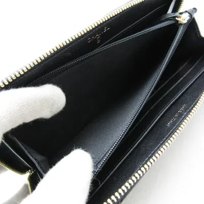 Pre-owned Chanel Black Leather Long Wallet (bi-fold) ()