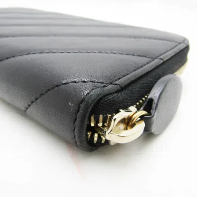 Pre-owned Chanel Black Leather Long Wallet (bi-fold) ()