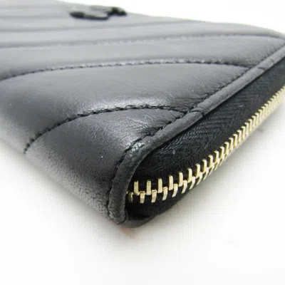 Pre-owned Chanel Black Leather Long Wallet (bi-fold) ()