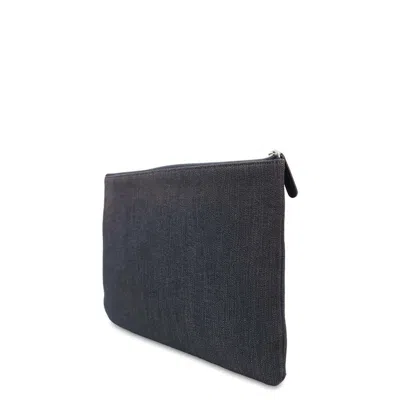 Pre-owned Chanel Denim Navy Orange Denim Clutch Bag Pouch ()