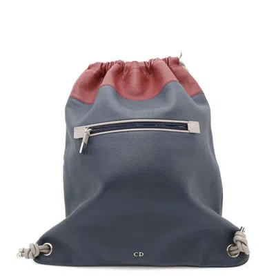 Pre-owned Dior Christian  Navy Red Color Leather Backpack ()