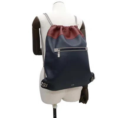 Pre-owned Dior Christian  Navy Red Color Leather Backpack ()