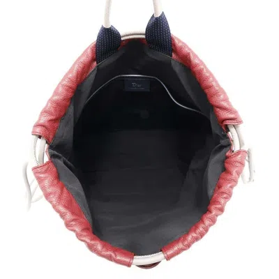 Pre-owned Dior Christian  Navy Red Color Leather Backpack ()