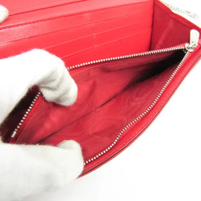 Pre-owned Dior Christian  Red Color Leather Chain/shoulder Wallet ()
