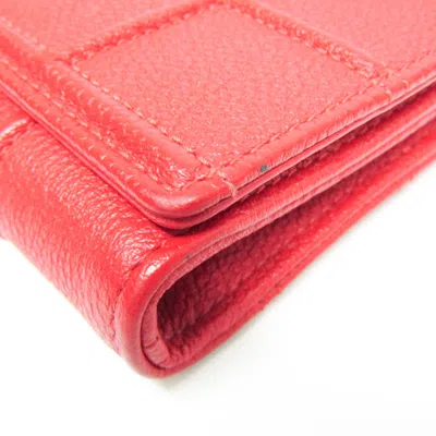 Pre-owned Dior Christian  Red Color Leather Chain/shoulder Wallet ()