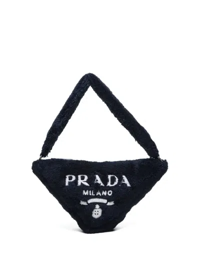 Pre-owned Prada 2000-2020s Terry-cloth Triangle Shoulder Bag