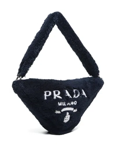 Pre-owned Prada 2000-2020s Terry-cloth Triangle Shoulder Bag