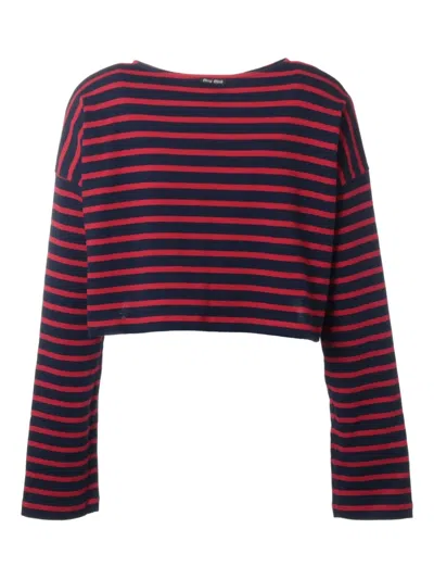 Pre-owned Miu Miu Striped Wool Top