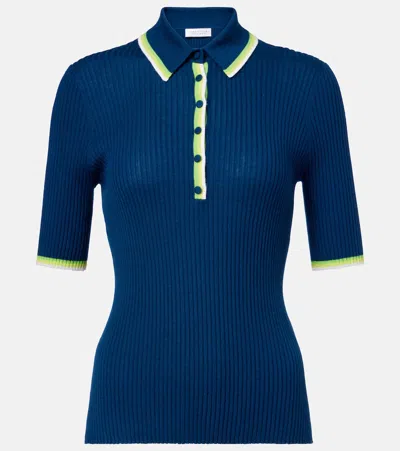 Gabriela Hearst Perro Cashmere And Silk Polo Shirt In Blue