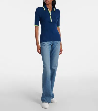 Gabriela Hearst Perro Cashmere And Silk Polo Shirt In Blue