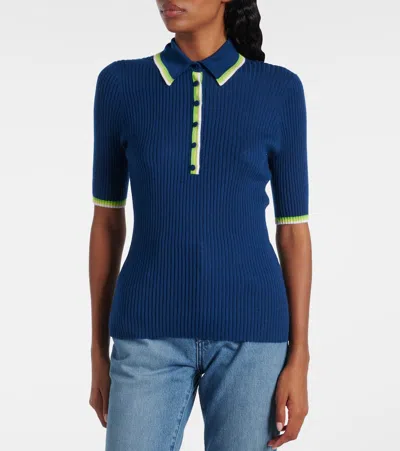 Gabriela Hearst Perro Cashmere And Silk Polo Shirt In Blue