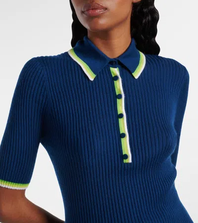 Gabriela Hearst Perro Cashmere And Silk Polo Shirt In Blue