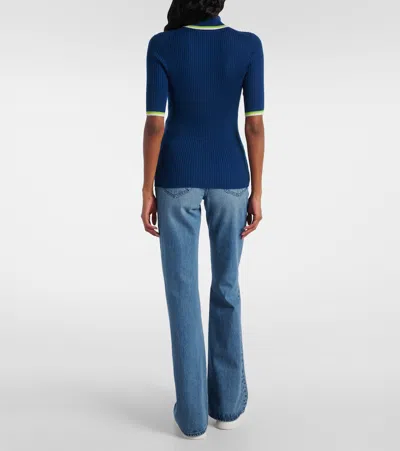 Gabriela Hearst Perro Cashmere And Silk Polo Shirt In Blue
