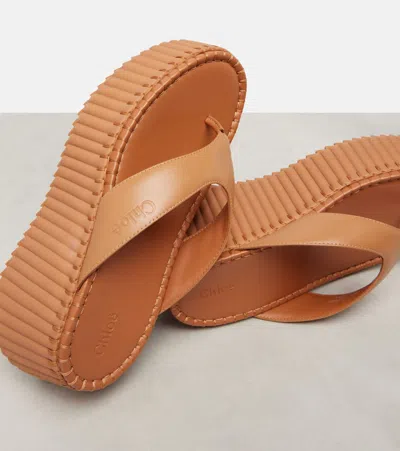 Chloé Nama 80 Leather Platform Thong Sandals