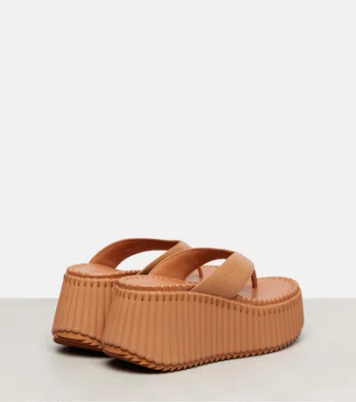 Chloé Nama 80 Leather Platform Thong Sandals