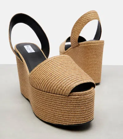 Alaïa Straw Wedge Sandals