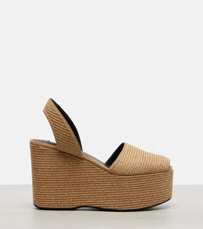 Alaïa Straw Wedge Sandals