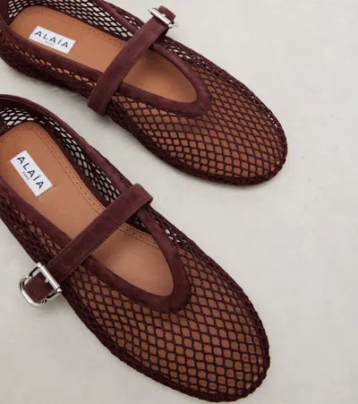 Alaïa Ballerine Fishnet Mary Jane Flats