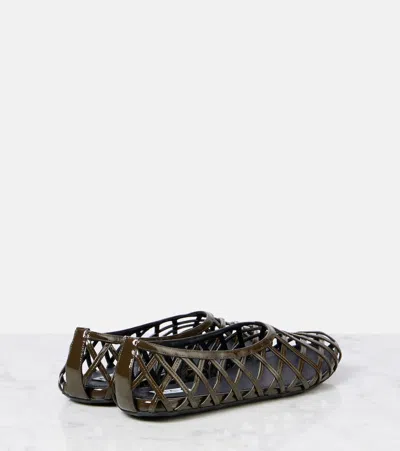 Alaïa Cage Leather Ballet Flats