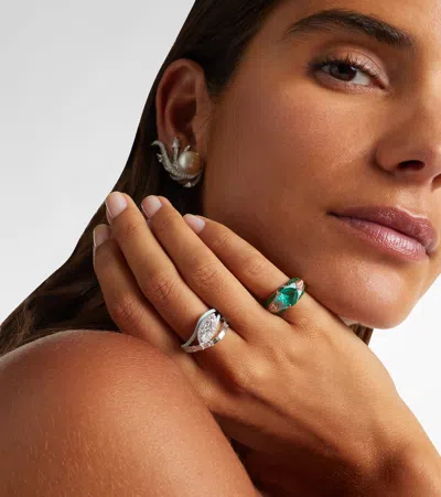 Kamyen Oasis 18kt Gold And Enamel Pinky Ring With Emeralds And Diamonds
