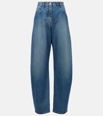 Alaïa Mid-rise Wide-leg Barrel Jeans In Blue