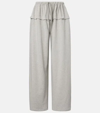 Alaïa Ruffled Cotton-blend Track Pants In Gray