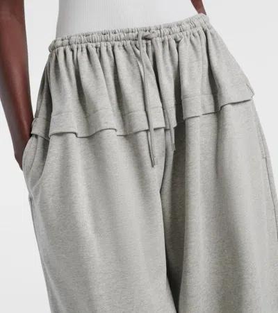 Alaïa Ruffled Cotton-blend Track Pants In Gray