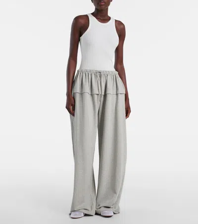 Alaïa Ruffled Cotton-blend Track Pants In Gray