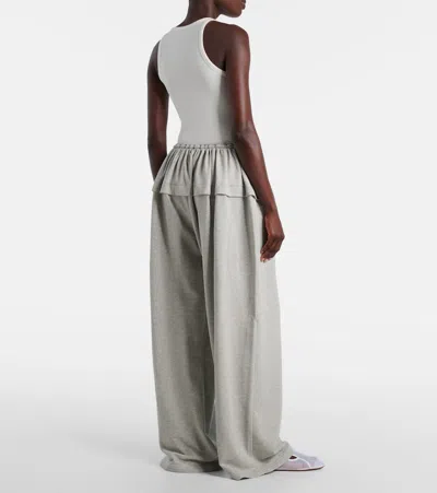 Alaïa Ruffled Cotton-blend Track Pants In Gray