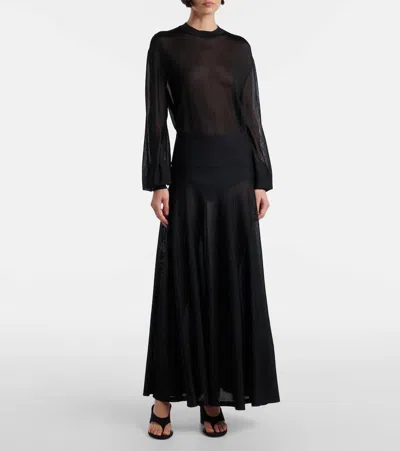 Alaïa Flared Virgin Wool Maxi Skirt