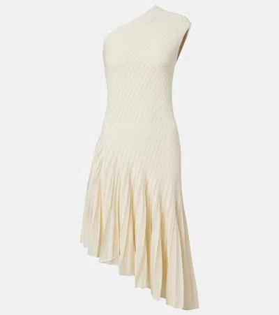 Alaïa Asymmetric Crêpe Midi Dress In Neutral