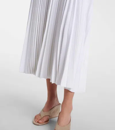 Alaïa Pleated Ribbed-knit Midi Dress In White