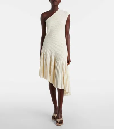 Alaïa Asymmetric Crêpe Midi Dress In Neutral