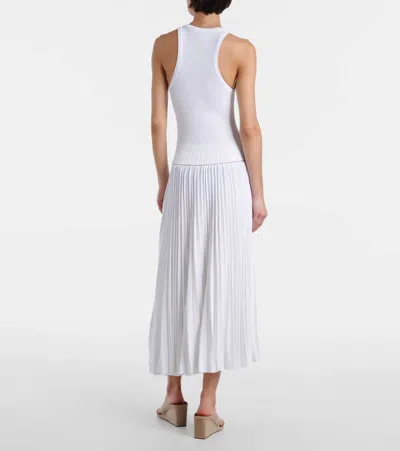 Alaïa Pleated Ribbed-knit Midi Dress In White