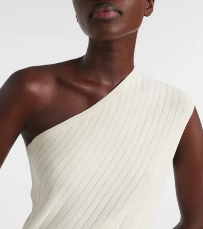 Alaïa Asymmetric Crêpe Midi Dress In Neutral