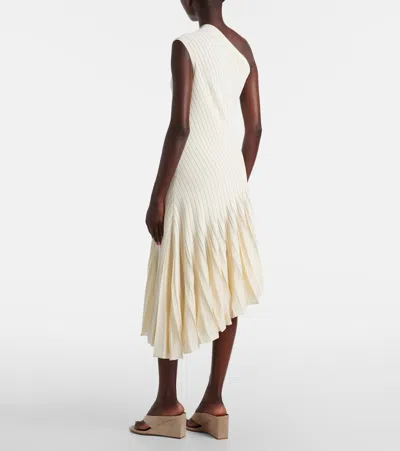 Alaïa Asymmetric Crêpe Midi Dress In Neutral