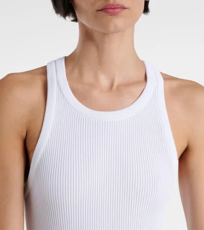 Alaïa Pleated Ribbed-knit Midi Dress In White