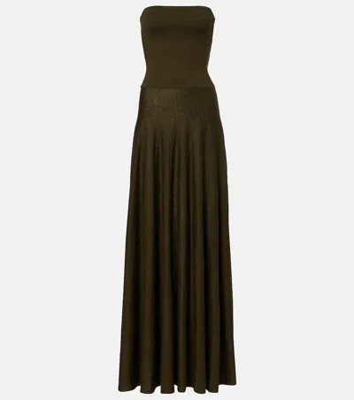 Alaïa Linen-blend Bustier Dress In Green